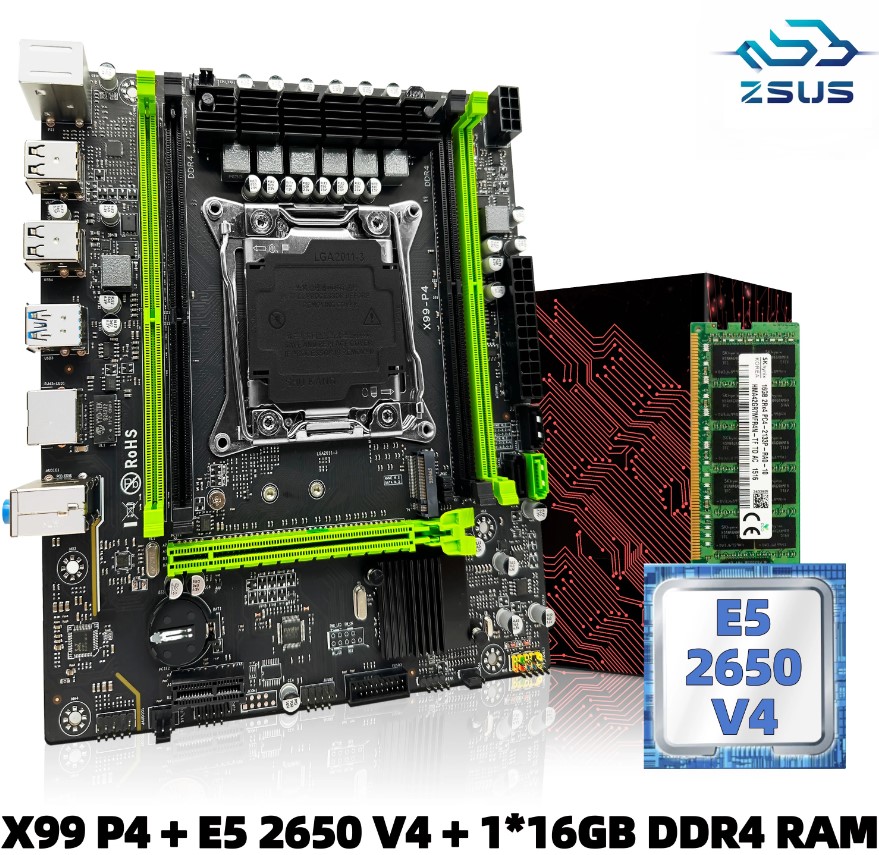 ZSUS X99 P4 Motherboard Kit   Intel Xeon CPU   16GB DDR4 RAM