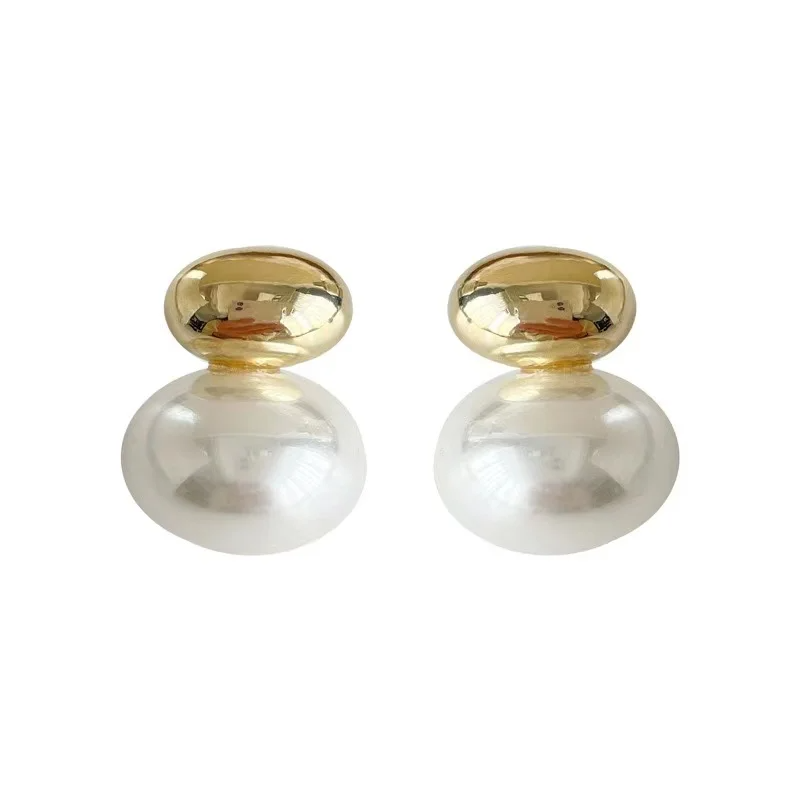New French Elegant Gold Color Bean Spliced Flat Pearl
