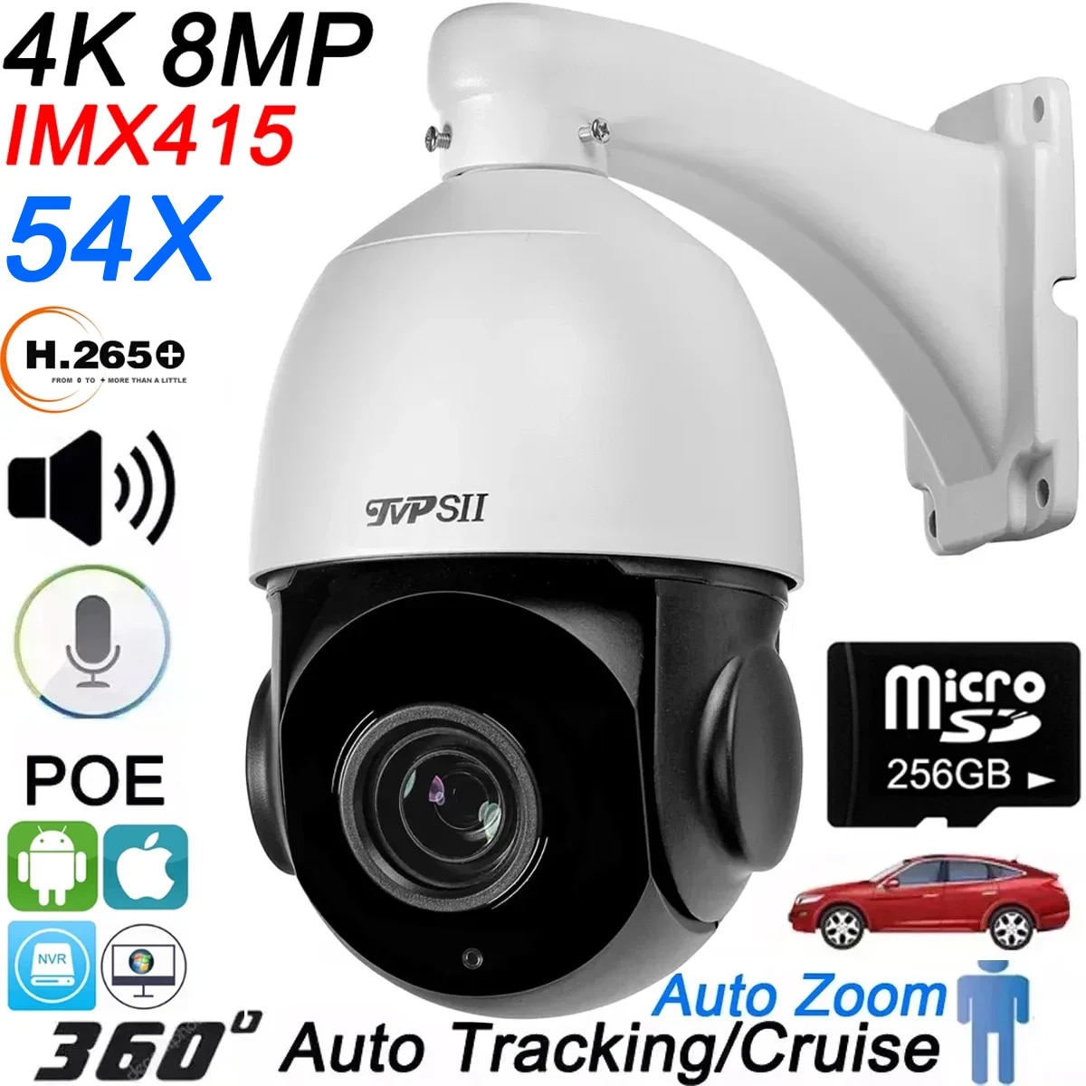 Auto Tracking 8MP Surveillance Camera  Comprehensive Security with PTZ and 360