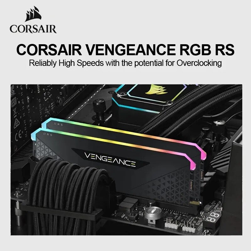 ذاكرة سطح المكتب Corsair Vengeance RGB RS 16GB DDR4 3200MHz 3600MHz  إضاءة RGB ديناميكية ، متوافقة مع برنامج ICUE    أسود