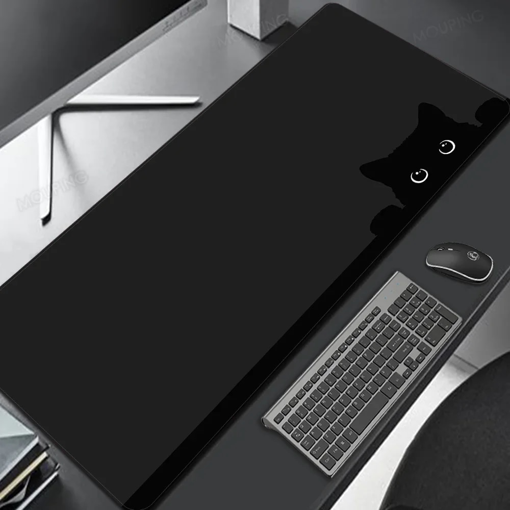 حصيرة الماوس الأسود الكبير لسجادة سطح المكتب القط كيوت للألعاب على الكمبيوتر المحمول   حصيرة الماوس الكبيرة لمكاتب الكمبيوتر الكبيرة