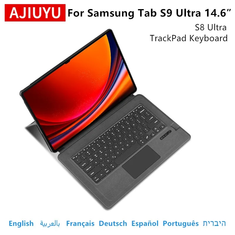 حالة لوحة المفاتيح AJIUYU TrackPad لجهاز Samsung Galaxy Tab S9 Ultra بقياس 14.6 بوصة