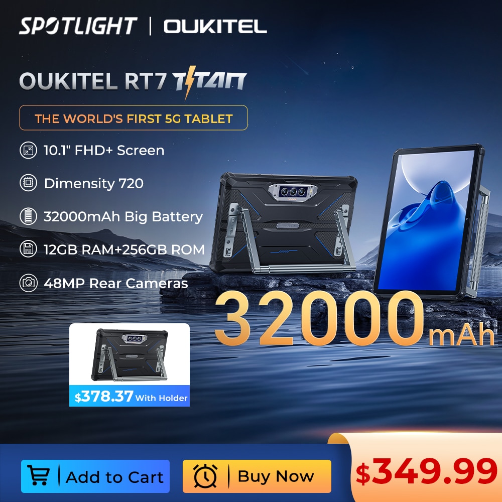 Oukitel RT7 TITAN 5G Rugged Tablet 10.1     FHD  32000mAh 12GB 256GB Android 13 Tablet
