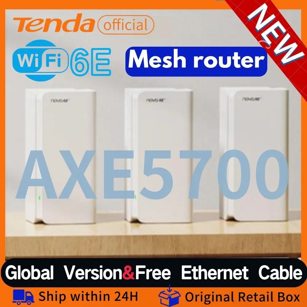 Tenda Nova Mesh MX21 Pro Wi Fi 6E AXE5700 Whole Home Gigabit Router Tri Band 6GHz 160MHz WiFi Router Repeater Range Extender