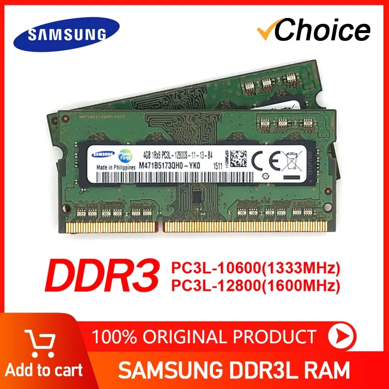 Samsung ram Memory 4GB 8GB DDR3 1333MHz 1600MHz PC3L 204 PIN SODIMM for laptops